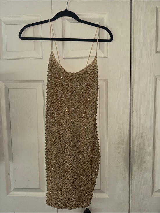 Oh Polly Dresses & Skirts - Oh Polly Gold Beaded Mini Dress